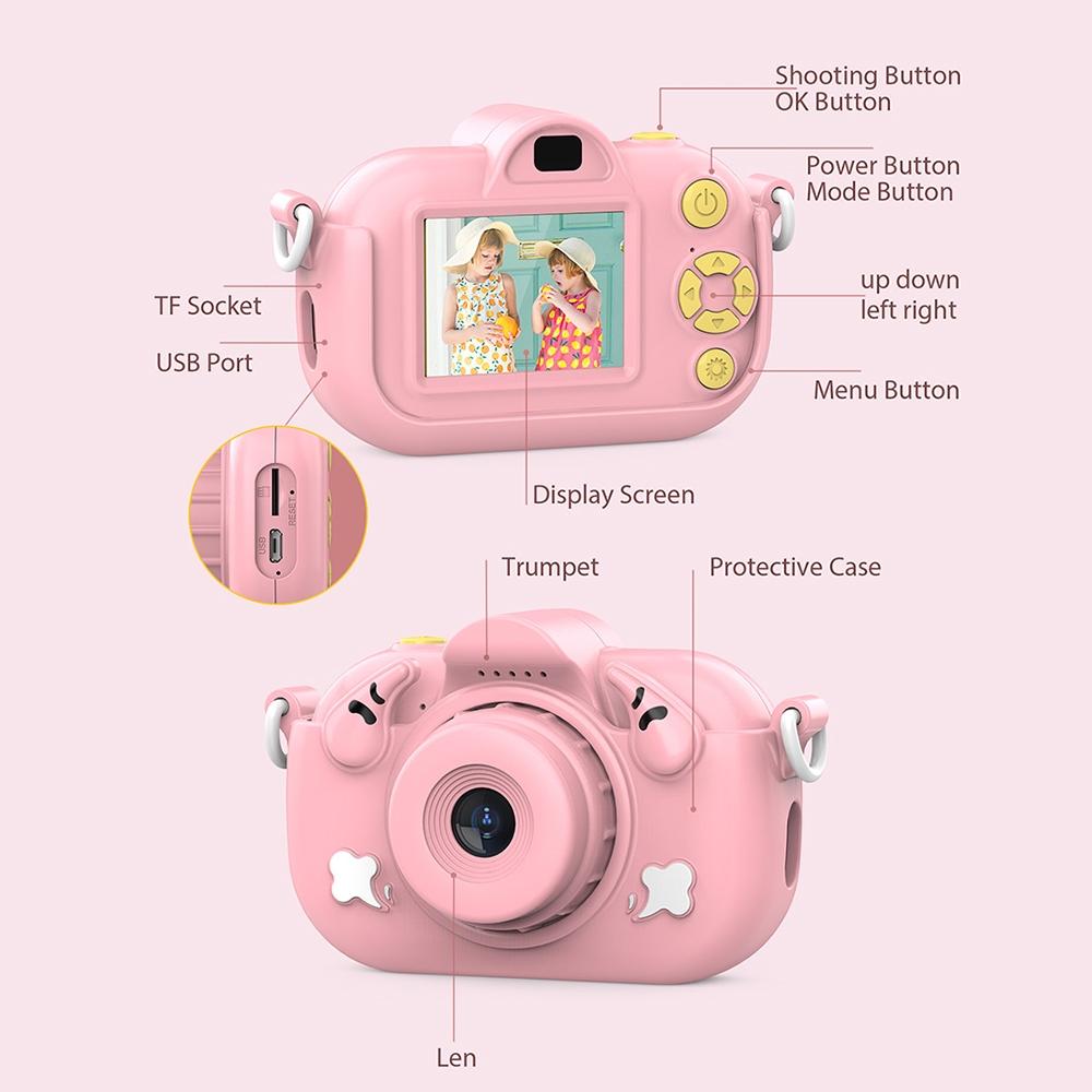 2.0-Inch 4X Zoom Hd Digital Camera For Kids - Blue - Yellow+32G
