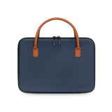 Waterproof Leather Computer Bag - Multifunctional Navy Blue - Front View