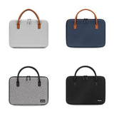 Waterproof Leather Computer Bag - Multifunctional Navy Blue - Side View