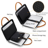 Waterproof Leather Computer Bag - Multifunctional Navy Blue - 45-Degree Angle