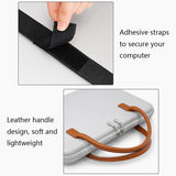 Waterproof Leather Computer Bag - Multifunctional Navy Blue - Close-Up Angle