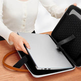 Waterproof Leather Computer Bag - Multifunctional Navy Blue - Low Angle