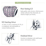 925 Sterling Silver Bear Balloon Bracelet With Zirconium Diamond Beads Style - Bead + Chain - Top-Down View
