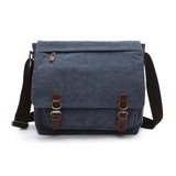 Dark Blue Canvas Business Messenger Bag Large - Front View