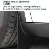 4Pcs / Set Splash Guards Matte Fender No Drilling Required Upgraded Pp Material - For Tesla Model 3 - Side View