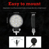 9.8W 10 - 30V Dc 6000K 3 Inch 14 Leds Circle Offroad Truck Car Driving Light Work Light Spotlight Fog Light - Top-Down View