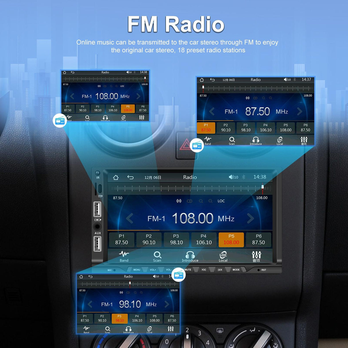 7 Inch Car Mp5 Player Carplay / Android Auto / Mirror Link / Bluetooth - Standard - With 4-Light Camera