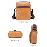 Cowhide Messenger Bag Large Capacity Briefcase Yellow Brown