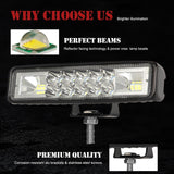 2 Pcs Car 6 Inch Dual - Row Mixed Light Strip Lamp Floodlight & Spotlight Work Light - 45-Degree Angle