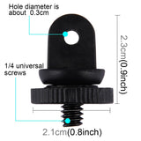 Universal 1 / 4 Screw Tripod Mount Adapter for Action Cameras - 3.9mm Screw Hole 2.2cm Diameter - 45-Degree Angle