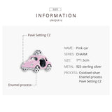 925 Sterling Silver Pink Car Beads For Diy Bracelets & Necklaces - Top-Down View