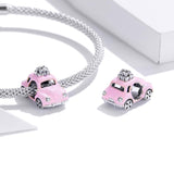 925 Sterling Silver Pink Car Beads For Diy Bracelets & Necklaces - Rear View