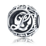 925 Sterling Silver 26 English Letter Beads For Diy Bracelets & Necklaces Style - L - Front View