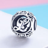 925 Sterling Silver 26 English Letter Beads For Diy Bracelets & Necklaces Style - L - Side View