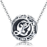 925 Sterling Silver 26 English Letter Beads For Diy Bracelets & Necklaces Style - L - Top-Down View