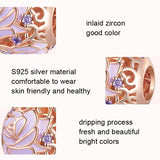 925 Sterling Silver Purple Rose Beads For Diy Accessories - Side View