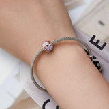 925 Sterling Silver Purple Rose Beads For Diy Accessories - Rear View