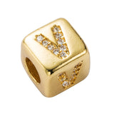 Brass Micro Inlaid Couple Red String Bracelet English Letter Beads Diy Jewelry Style - V - Front View