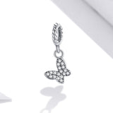 925 Sterling Silver Butterfly Pendant For Bracelet Or Necklace - Side View