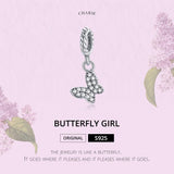 925 Sterling Silver Butterfly Pendant For Bracelet Or Necklace - Top-Down View