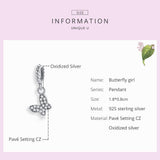 925 Sterling Silver Butterfly Pendant For Bracelet Or Necklace - 45-Degree Angle