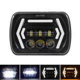 Car 7 Inch Square Dc9 - 30V Led Headlight Modification Accessories For Jeep Wrangler - Top-Down View