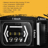 Car 7 Inch Square Dc9 - 30V Led Headlight Modification Accessories For Jeep Wrangler - Rear View