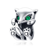 925 Sterling Silver Fox Charm Beads For Diy Bracelets - Front View