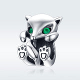 925 Sterling Silver Fox Charm Beads For Diy Bracelets - Side View