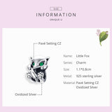 925 Sterling Silver Fox Charm Beads For Diy Bracelets - 45-Degree Angle