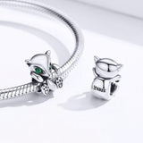 925 Sterling Silver Fox Charm Beads For Diy Bracelets - Rear View