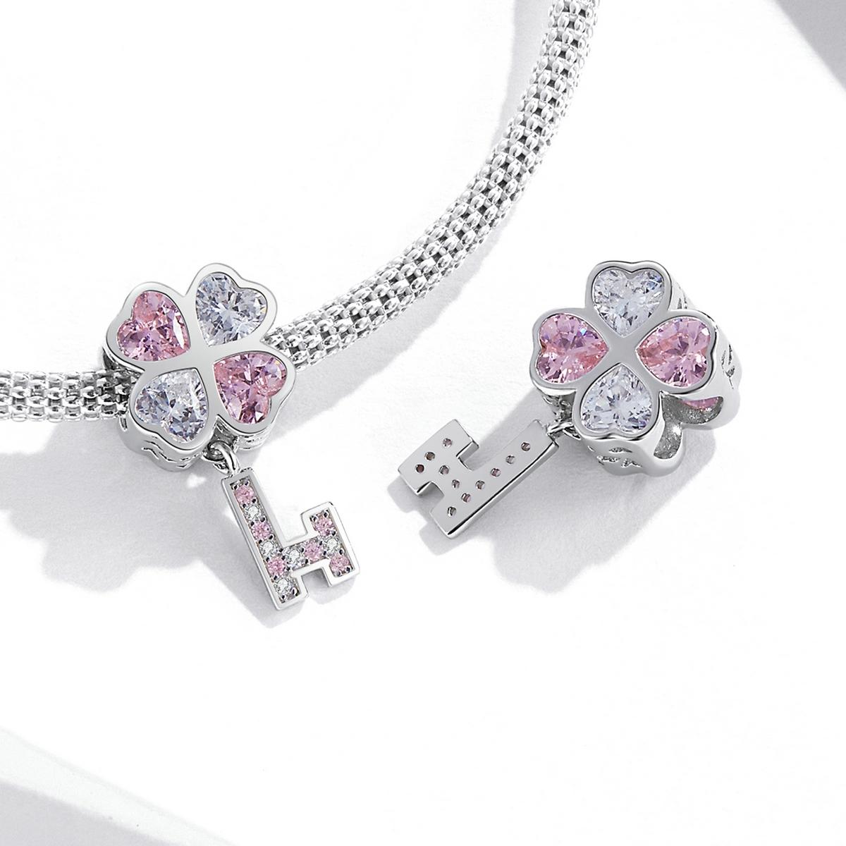 925 Sterling Silver Heart Clover Beads For Diy Bracelet Or Necklace