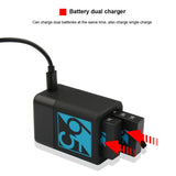 Usb-c Dual Battery Charger for Gopro Hero6 / 5 with Cable - Low Angle