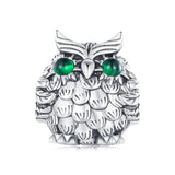 925 Sterling Silver Owl Pendant Necklace Charm For Diy Bracelets - Front View