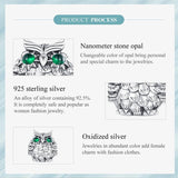 925 Sterling Silver Owl Pendant Necklace Charm For Diy Bracelets - Top-Down View