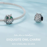 925 Sterling Silver Owl Pendant Necklace Charm For Diy Bracelets - Close-Up Angle