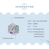 925 Sterling Silver Starfish Zircon Beaded Bracelet / Necklace Set - 45-Degree Angle