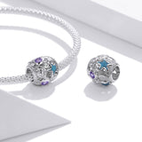 925 Sterling Silver Starfish Zircon Beaded Bracelet / Necklace Set - Close-Up Angle