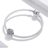 925 Sterling Silver Starfish Zircon Beaded Bracelet / Necklace Set - Low Angle