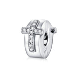 925 Sterling Silver Cross Bead Buckle For Diy Accessories - Front View