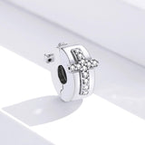 925 Sterling Silver Cross Bead Buckle For Diy Accessories - Side View