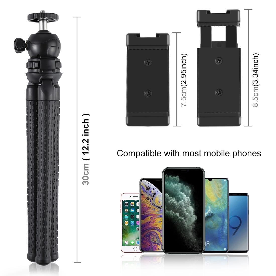 Flexible Mini Octopus Tripod with Ball Head and Phone Clamp for Slr Cameras Gopro and Cellphones