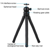 Flexible Mini Octopus Tripod with Ball Head and Phone Clamp for Slr Cameras Gopro and Cellphones - 45-Degree Angle