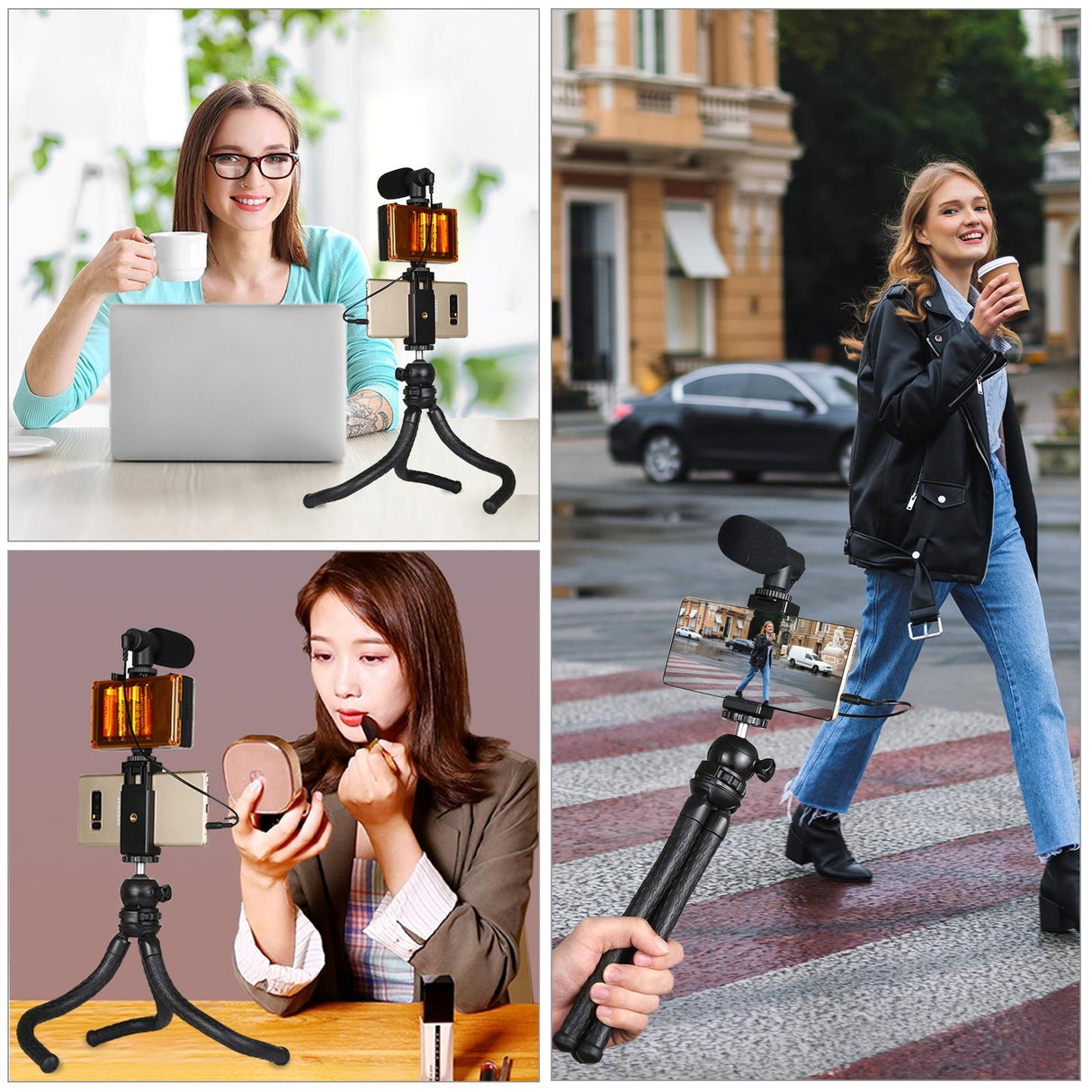 Flexible Mini Octopus Tripod with Ball Head and Phone Clamp for Slr Cameras Gopro and Cellphones