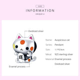 925 Sterling Silver Lucky Cat Bead For Diy Bracelet Or Necklace - 45-Degree Angle