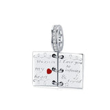 925 Sterling Silver Love Letter Bracelet Charm Diy Accessory - Front View
