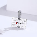 925 Sterling Silver Love Letter Bracelet Charm Diy Accessory - Top-Down View
