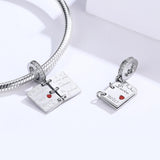 925 Sterling Silver Love Letter Bracelet Charm Diy Accessory - 45-Degree Angle