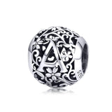 925 Sterling Silver Letter Beads For Diy Bracelets - Front View