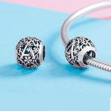 925 Sterling Silver Letter Beads For Diy Bracelets - Rear View